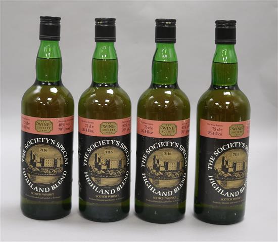 Four bottles of The Wine Societys Special Highland Blend Whisky